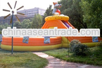 Giant inflatable slide castle combo