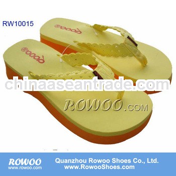 Girls yellow summer beach wedge sandals