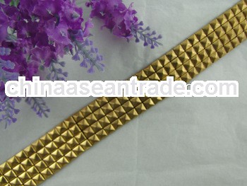 Golden bead belt patch on the mesh for clothing decoratiion JA-270