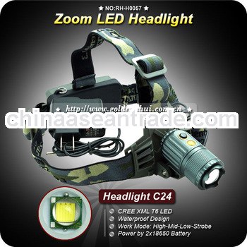 Goldrunhui RH-H0057 Factory Price Aluminium Cree XM-L T6 4-Mode Bicycle Light Rechargeable Led Headl