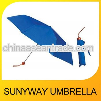 Good Quality Outdoor 3 Sections Blue Folding Umbrella