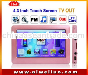 Good gift HOT selling !!mp4 player,4.3 inch 8GB touch screen mp5 player(OEM)