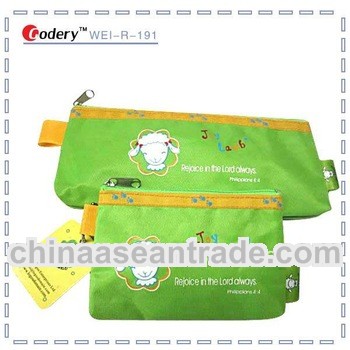 Green rectangle nylon pencil bag