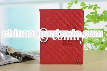 Grid Style PU Leather Case with Stand for iPad 2