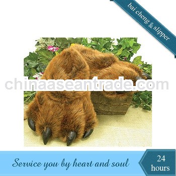 Grizzly Bear Paw Furry Slippers Medium - Kids 7-13 Women 5-9.5 Men 6-9