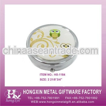 HX-1184 Round metal wholesale decorative pill boxes