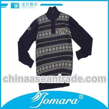 Half cardigan strip pattern boys sweater knitting pattern