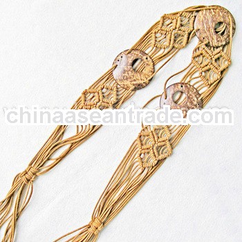 Handmade 3 coconut shell Belt knitted gold chain belts decoration for shoe/wedding/clothes WBT-102