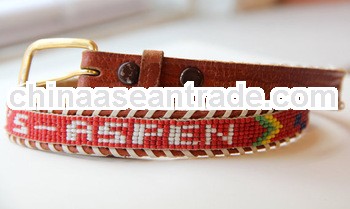 Handmade western beaded belts pu belt