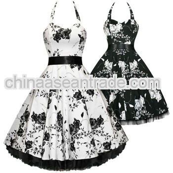 Hearts and Roses London Floral Flower 50s Rockabilly Pinup Party Swing Prom Dres