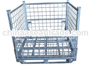 Heavy duty folding galvanized wire metal basket