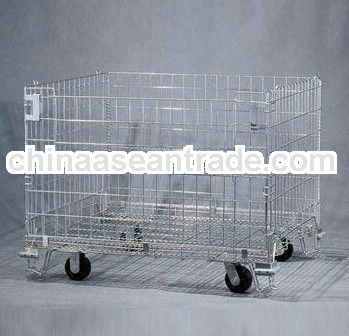 Heavy duty galvanized steel folding cage with wheels