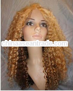 High quality 18" 144# Jerry curl Indian remy human hair gluless full lace wig ,accept escrow