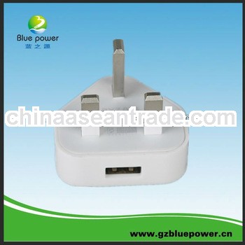 High quality 5V 1A single usb travel charger for Iphone/iPad/iPod/Sam Galaxy Tab suit for UK