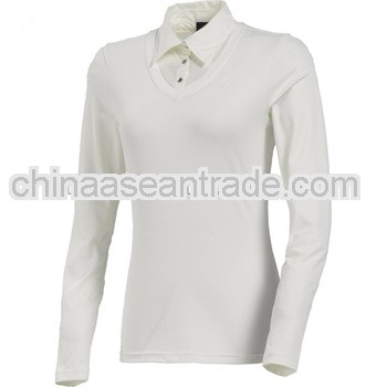 High quality Unique design Custom made 100% cotton ladies long sleeve golf polo shirt