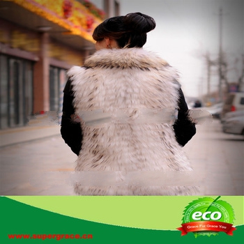 High quality Warm White Soft Female Raccoon Skin Coat on sale