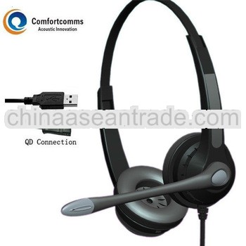 High quality flexible boom call center headset for computer with USB plug HSM-902RPQDUSBS