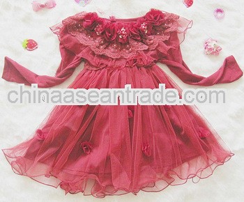 Hot New Autumn Girl Dress Red Embroidered Dress