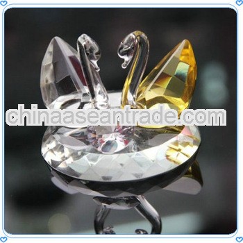 Hot Sale Pink&Yelllow Glass Wedding Paired Swan For Wedding Party Decoration