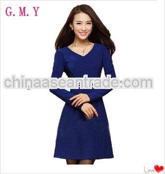 Hot dark blue lady career alibaba dress shift dresses