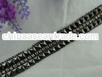 Hot export bead belt on the mesh with acrylic and crystal for clothing decoratiion JA-274