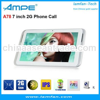 Hot sale 7 inch Ampe A78 16:9 Android 4.1 Tablet PC 2G GSM Phone Call MTK 3D Dual Camera Free Shippi