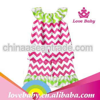 Hot sale hot pink and green cotton chevron baby clothing