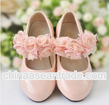 Hot saling girl dress shoes beautiful shoes of girls with pink lace