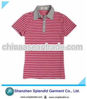 Hot sell embroider women s stripe polo shirt