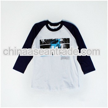 Hot sell raglan sleeve printed 3/4 sleeve Tee shirt