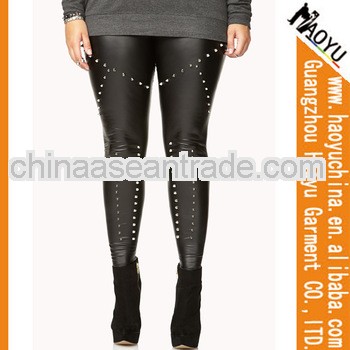 Hot sell spike leather leggings women fake leather pants skinny leggings leather (HYPU248)