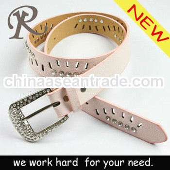 Hotsell pink western ladies diamond belts for clothes , fashion beaded belt with diamond buckle.