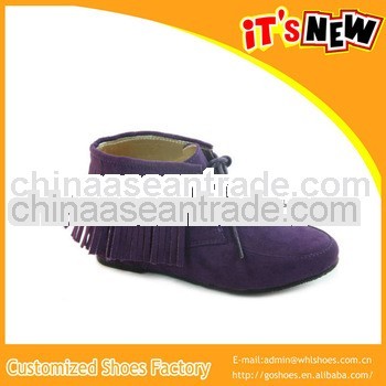 Hottest Girl's Sexy Flat Ankle Boots Purple Suede