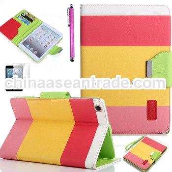 Hybrid PU Leather Wallet Flip Pouch Stand Case Cover For iPad mini