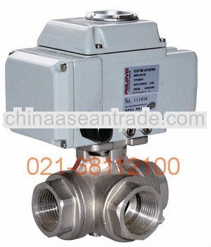 Internal thread 3 way T-port electric ball valve for water