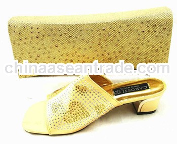 J086-gold Latest design Italy woman shoes matching crystal cluth wholesale price shoes
