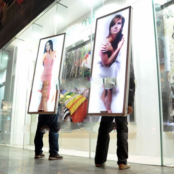 J1A-051 Top selling LED illuminated new media human backpack mobile advertising dancing banner for o