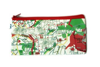 JERUSALEM map cosmetic case zipper pouch - a souvenir from Israel the holy land