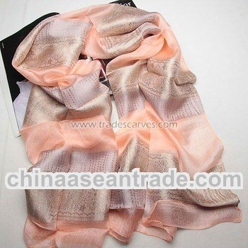 Jacquard Shiny Golden Elegant Women Silk Scarf