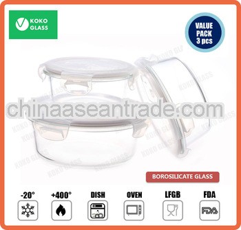 KOKO GLASS Round tureseal glass food containers
