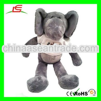 LE-D622 Gray Elephant Teddy Bear Plush Toys Wearing T-Shirt 11"