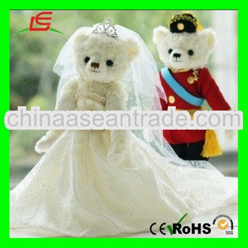 LE-D625 Wedding Teddy Bear Plush Wedding Couple Bear White Skin + Red Uniforms