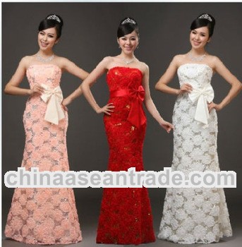 LF059 High quality cheap Sexy Flower Satin-lace Long Gown Dress cheap