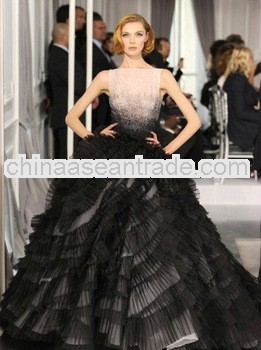 LTK-017 2013 New arrival Dior Ball Gwon Ruffled Tulle Two Tone Evening Dress