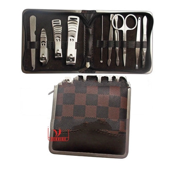 LV 10pcs leather bag,tweezer,clipper,manicure set