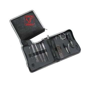 LV 8pcs grey leather bag,clipper,nail cutter,manicure set