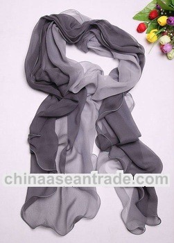 Ladies fashion Long silk grey white stripe scarf