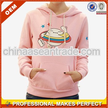 Ladies pink hooded sweatshirt (YCH-A0207)