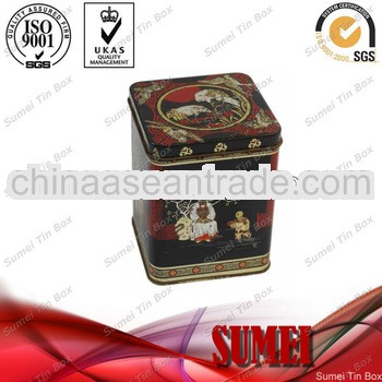 Large floral tea tin box