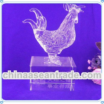 Laser Engraving Crystal Zodiac Chicken for New Year Decoration